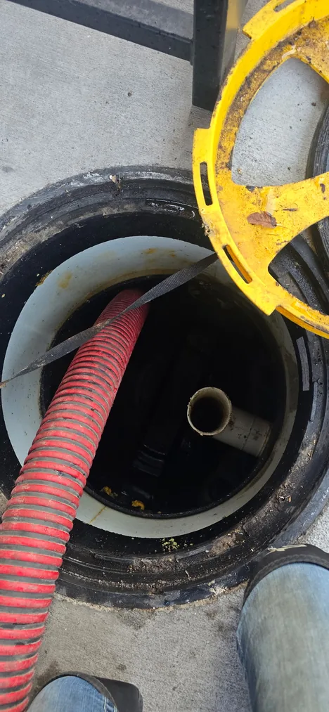 Grease trap pumped out and cleaned after service at a restaurant in Bend, Oregon