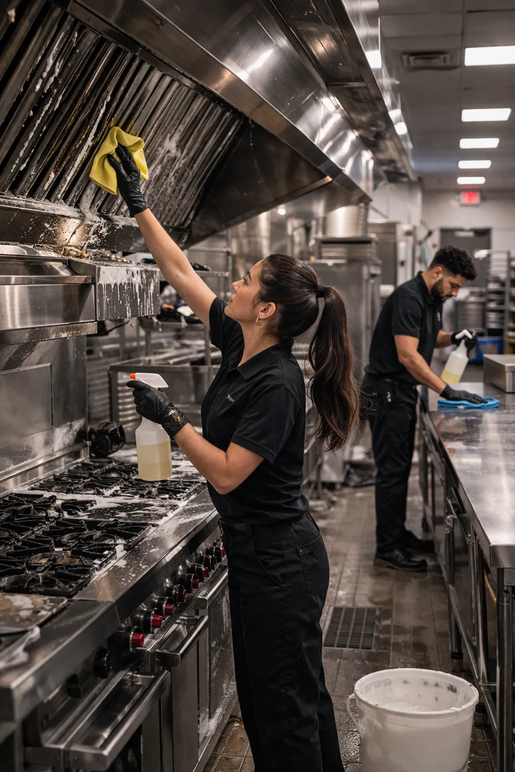 Commercial kitchen deep cleaning in progress at a Bend restaurant