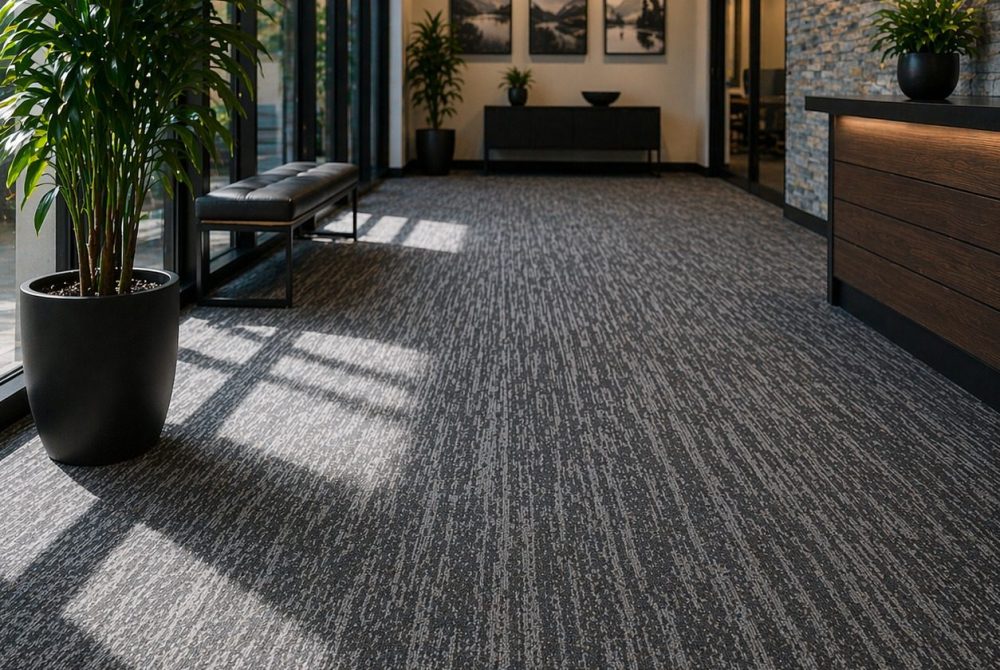 Clean business lobby carpet after commercial carpet cleaning service in Bend Oregon